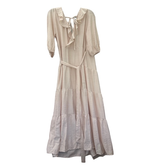 SIMPLEE SZ LARGE MAXI RUFFLED, WRAP AROUND BOHO CASCADING FLOWING DRESS. - Picture 6 of 10